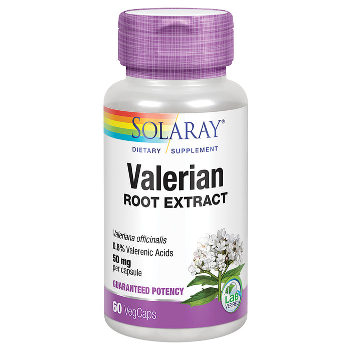 Solaray Valerian Root Extract 50 mg | Relaxation Support for a Healthy Sleep Cycle | 0.8% Valerenic Acids (60 CT)