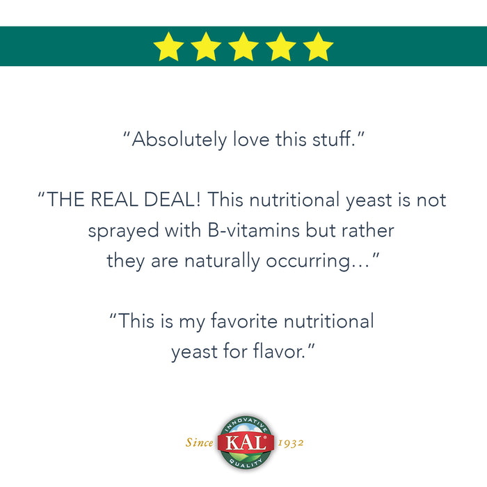 KAL Imported Nutritional Yeast Flakes, Unfortified & Unsweetened Fine Flakes, 100% Natural Source of Amino Acids & B Vitamins, Great Nutty Flavor, Non-GMO & Vegan