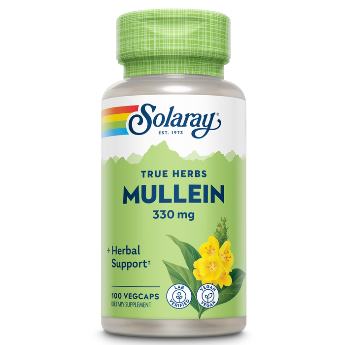 100ct Solaray Mullein Leaf 330 mg - Soothing Herbal Support - Traditionally Used to Support Health and Wellness - Vegan, Non-GMO, Lab Verified, 60-Day Money-Back Guarantee, 100 Servings, 100 VegCaps