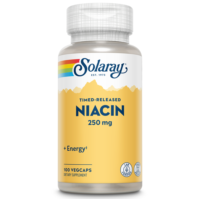 Solaray Niacin Timed-Release 250mg, Vitamin B3 | Skin Health, Heart & Nervous System Support | 100ct