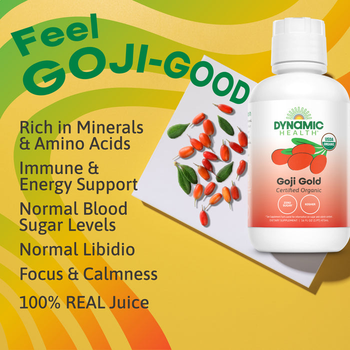 Dynamic Health Organic Goji Gold Pure Juice, No Additives, Vegetarian, BPA Free, 16 Fl oz