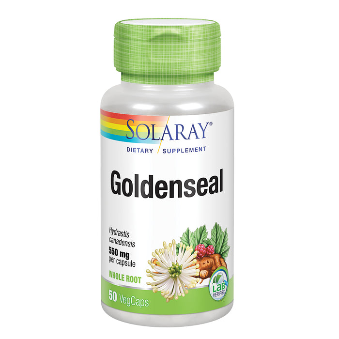 Solaray Goldenseal Root 550mg | Healthy Digestion, Immune Function & Respiratory Support | Whole Root | Non-GMO, Vegan & Lab Verified | 50 VegCaps