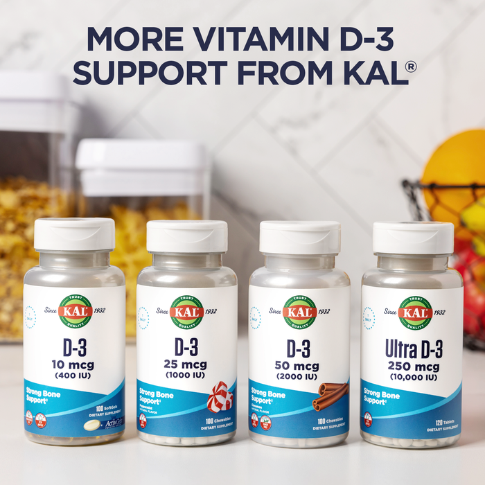 KAL Vitamin D3 K2 ActivMelt, Bone Health, Heart and Immune Support Supplement w/ D3 1000 IU and MK7 Vitamin K2, Instant Dissolve Tabs, Natural Raspberry Flavor, 60 Servings, 60 Micro Tablets