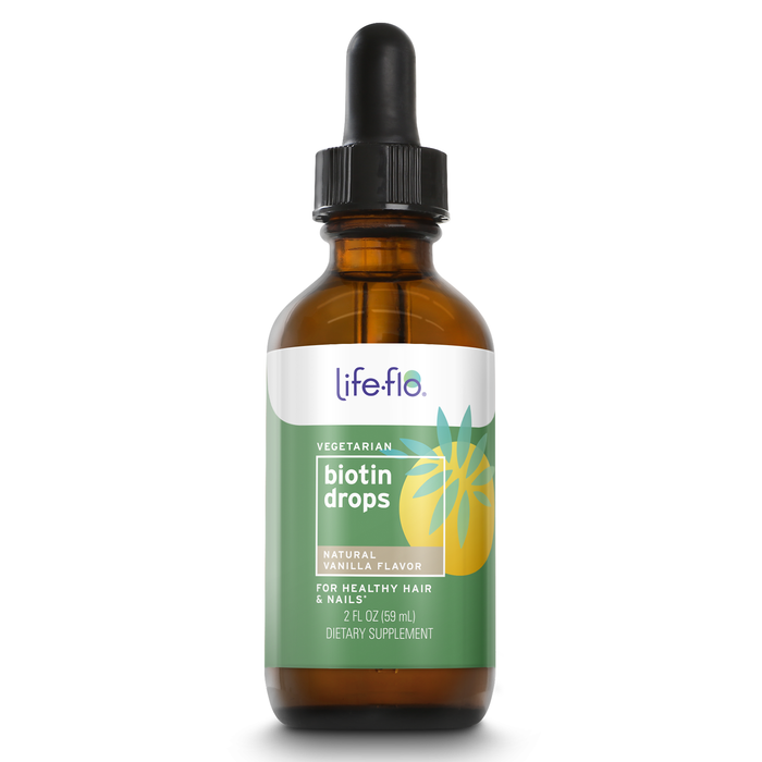 Life-Flo Biotin 10000mcg Drops with Vitamin D3, High Potency Liquid Biotin Supplement, Healthy Hair, Skin and Nails Support, Natural Vanilla Flavor, Vegetarian, 60-Day Guarantee, Approx. 60 Serv, 2oz