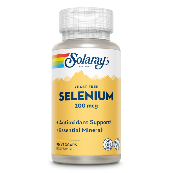 Solaray Yeast Free Selenium 200mcg, Selenium Capsules for Healthy Thyroid Function & Immune Support, High Absorption Supplement, Vegan, 90 Servings, 90 VegCaps