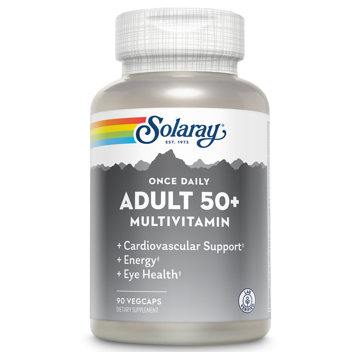 Solaray Once Daily Adult 50+ Multivitamin Healthy Energy, Heart & Immune Support for Mature Adults 90 CT