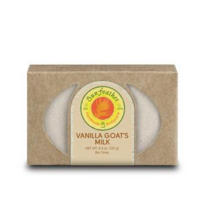 SunFeather Goat's Milk Soap, Bar, Vanilla (Carton) | 4.3oz