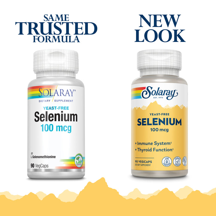 Solaray Yeast Free Selenium 100mcg, Healthy Immune & Thyroid Function Support, Enhanced Absorption, 90 Serv, 90 VegCaps