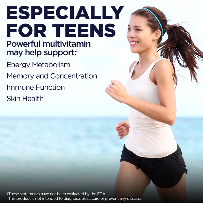 KAL Teens Enhanced Energy Supplements - Once Daily Whole Food Multivitamin w/ Iron - 23 Vitamins and Minerals - Brain and Immune Support w/ Super Foods - Vegetarian, 60-Day Guarantee, 60 Serv, 60 Tabs