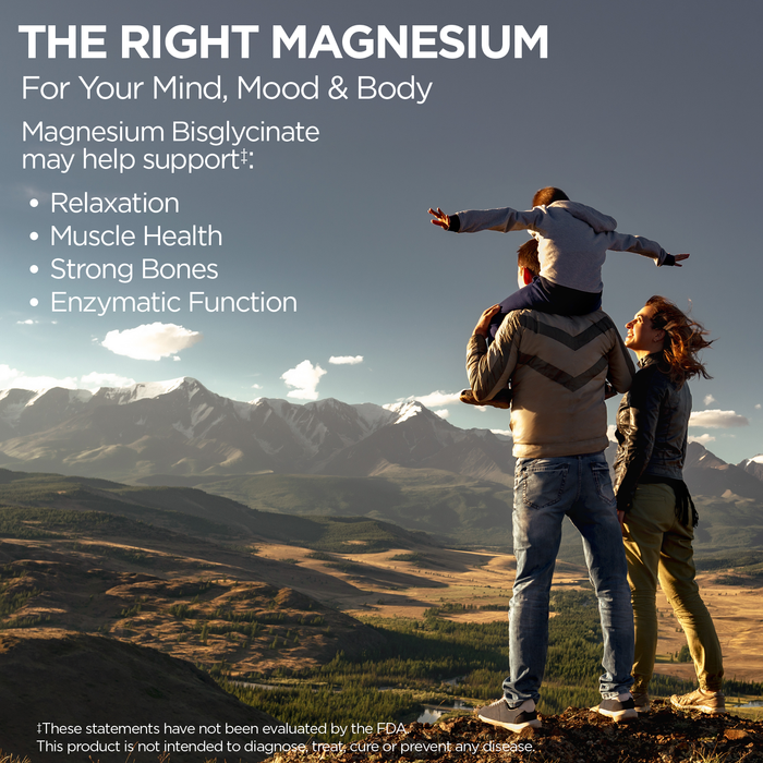 KAL Chelated Magnesium Bisglycinate, Magnesium Supplement for Relaxation, Bone Health, Nerve & Muscle Function Support*, High Absorption, Gentle Digestion, Vegan, Gluten Free, 60 Servings, 180 Tablets