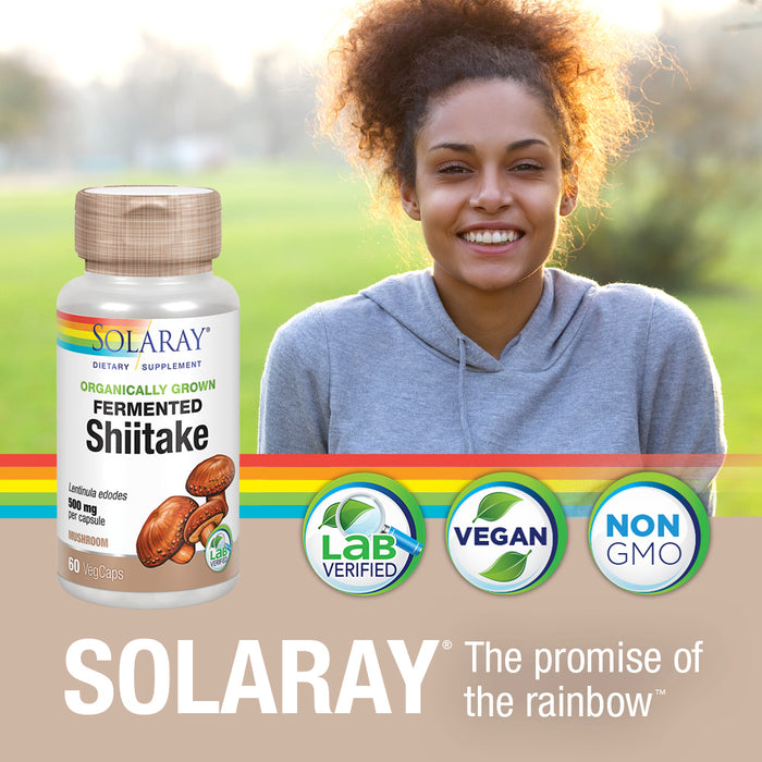 Solaray Fermented Shiitake Mushroom 500mg | Healthy Immune, Liver & Digestive Function Support | Non-GMO & Vegan | 60 VegCaps