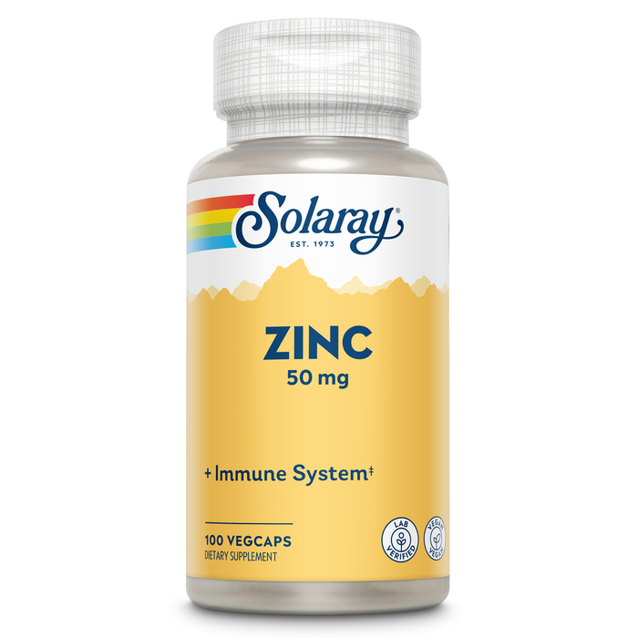 Solaray Zinc 50mg Immune Support Supplement, Bioavailable Chelated Zinc Capsules, Cellular Health and Immune System Formula with Pumpkin Seed, Vegan, 60-Day Money Back Guarantee, 100 Serv, 100 VegCaps