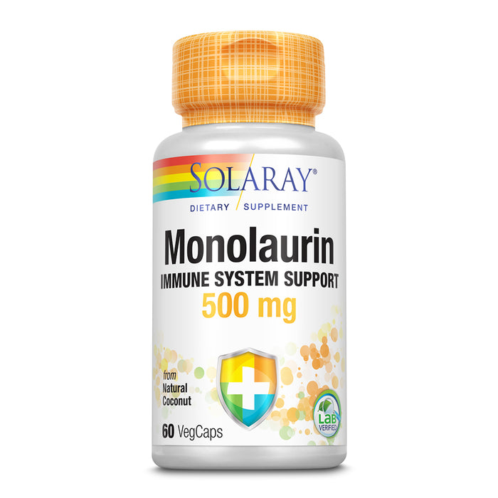 SOLARAY Monolaurin 500mg from Natural Coconut - Wellness Formula - Monolaurin Supplement for Powerful Nutritive Support - 60-Day Money Back Guarantee, Lab Verified - 60 Servings, 60 VegCaps