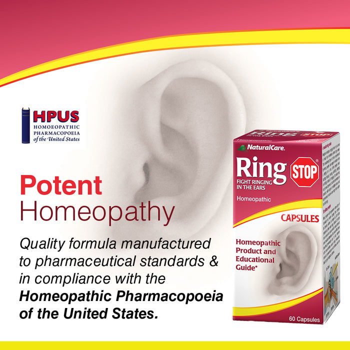 NaturalCare RingStop | Ringing in the Ear Aid | Homeopathic Support For Tinnitus Relief, Ear Noise & Sensitivity to Sound (60 CT)