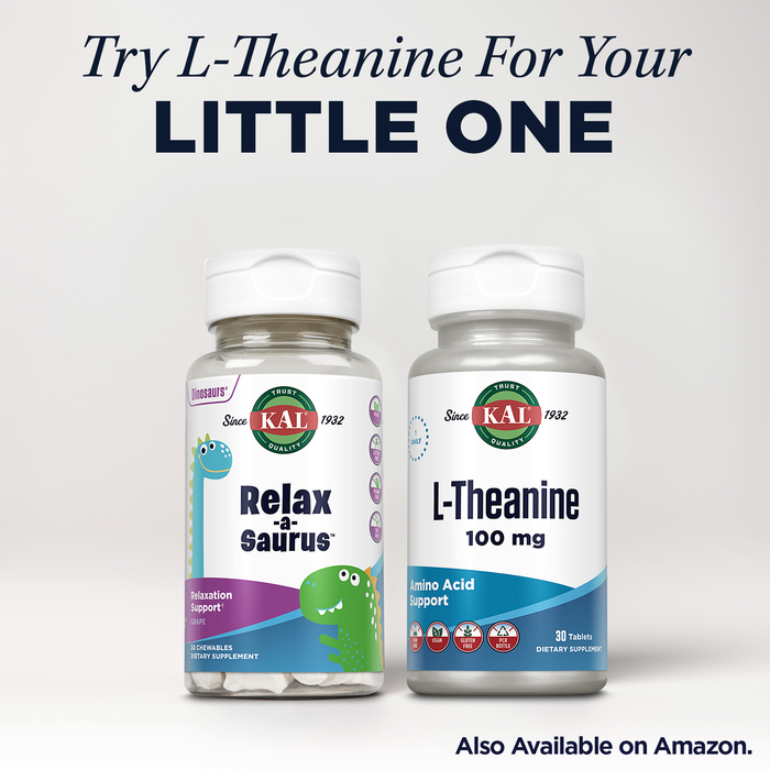 KAL L-Theanine 100 mg - Amino Acid Support and Focus Supplement - Does Not Cause Drowsiness - Non-GMO, Vegan, Gluten Free, and Lab Verified - 30 Servings, 30 Tablets