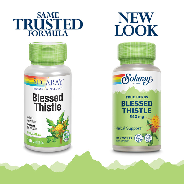 Solaray Blessed Thistle 340 mg | Healthy Appetite, Gastrointestinal & Breastfeeding Support | Non-GMO, Vegan & Lab Verified | 100 VegCaps