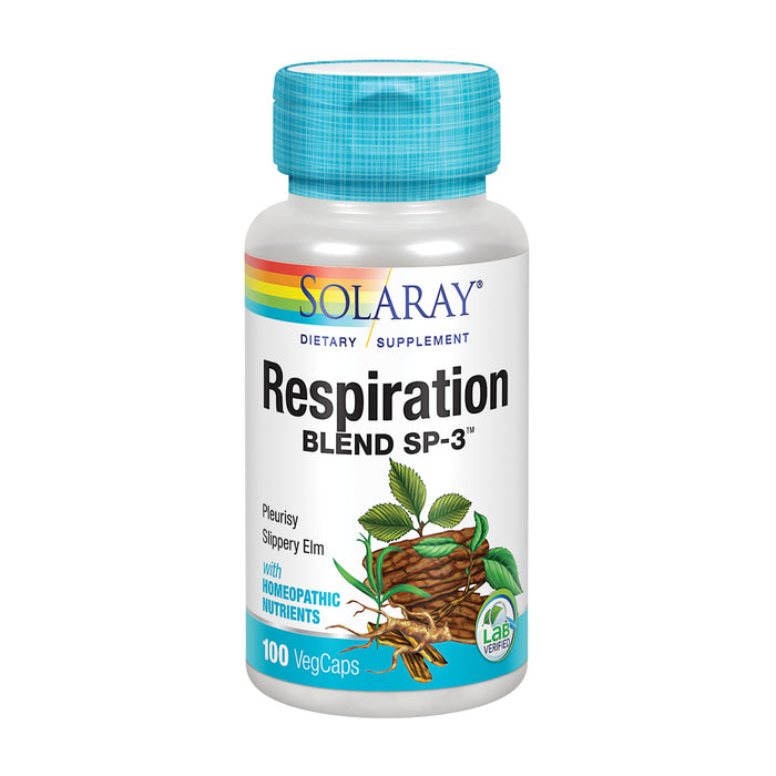 Solaray Respiration Blend SP-3 | Herbal Blend w/ Cell Salt Nutrients to Help Support Healthy Respiration | Non-GMO, Vegan | 50 Servings | 100 VegCaps