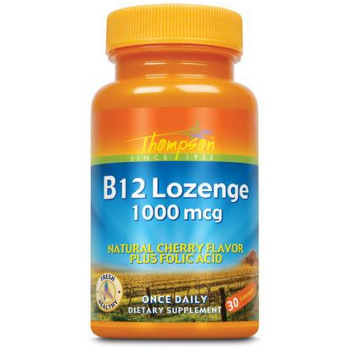 Thompson B12 + Folic Acid, Lozenge, Cherry (Btl-Plastic) 1000mcg | 30ct