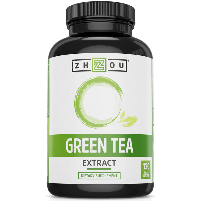 Zhou Green Tea Extract Capsules with EGCG, Natural Energy, Mental Focus, Immune Health, Antioxidant and Heart Support, Non-GMO, Vegan, Gluten Free, 120 Capsules