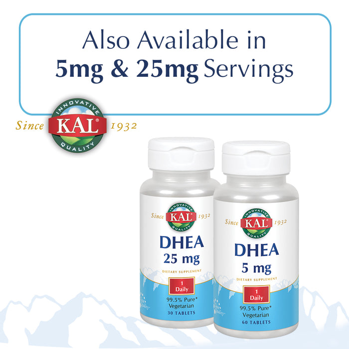 KAL DHEA 10 mg | 99.5% Pure & Micronized | Healthy Balance & Aging Support Formula for Men & Women | Lab Verified & Vegetarian | 60 Tablets