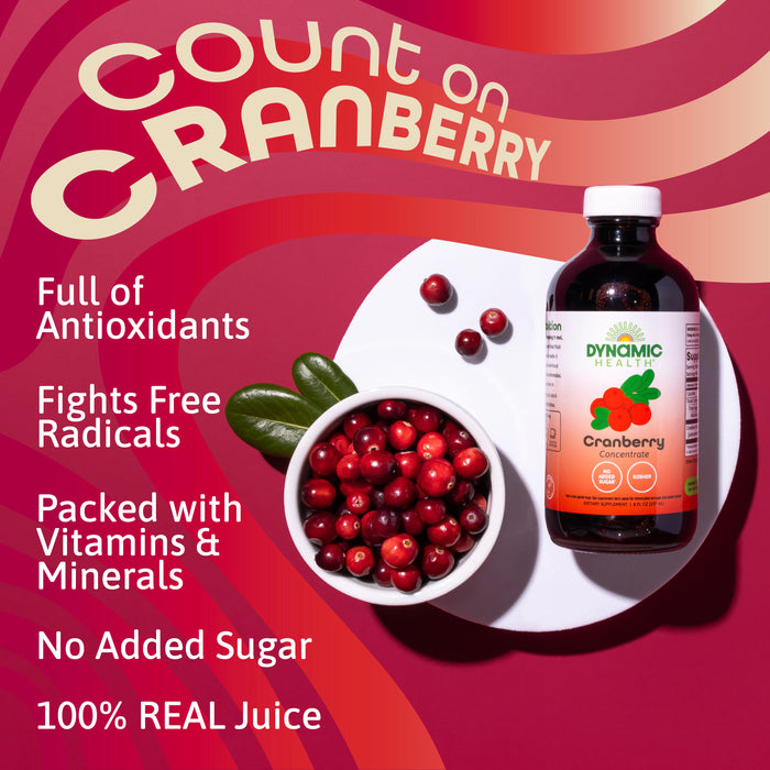 Dynamic Health Pure Cranberry Juice Concentrate, Unsweetened, Natural Antioxidant Support, No Added Sugar, 8 Fl oz