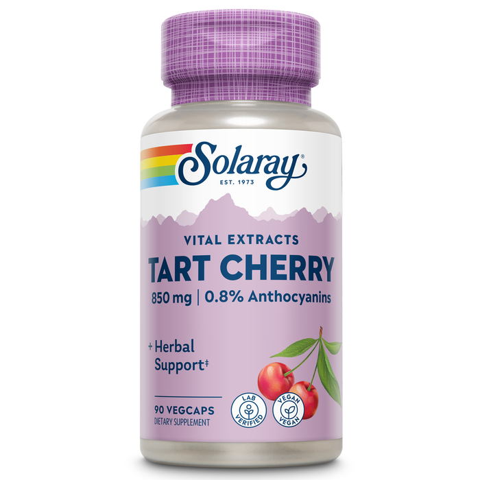 Solaray Tart Cherry Fruit Extract 425mg | Supports Healthy Uric Acid Levels w/ Antioxidants & Anthocyanins | Non-GMO & Vegan | 90 VegCaps