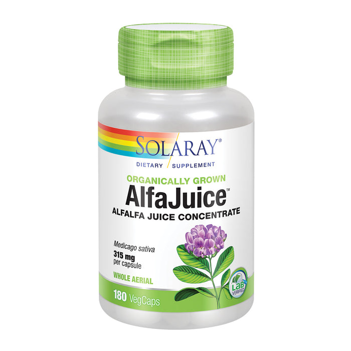 Solaray AlfaJuice 315 mg | Alfalfa Juice Concentrate | Naturally Occurring Vitamins, Minerals, Chlorophyll & More | 180 VegCaps