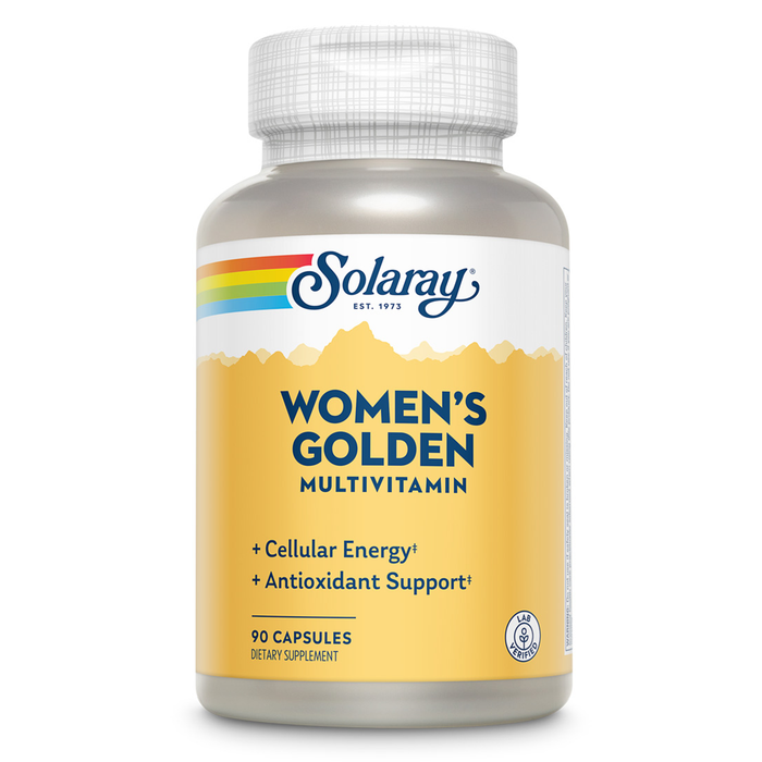 Solaray Women's Golden Multivitamin - Daily Vitamins and Minerals - Cellular Function, Energy and Immune Support w/ Vitamin A, Vitamin D, B Complex, Zinc - 60-Day Guarantee - 30 Servings, 90 Capsules