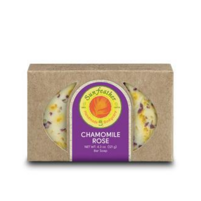 SunFeather Chamomile Rose Soap, Bar, Rose (Carton) | 4.3oz