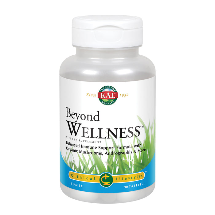 KAL Beyond Wellness | Balanced Immune Support with Vitamin C, Zinc, Echinacea, Organic Mushrooms, Andrographis & More | Lab Verified | 90 Tablets