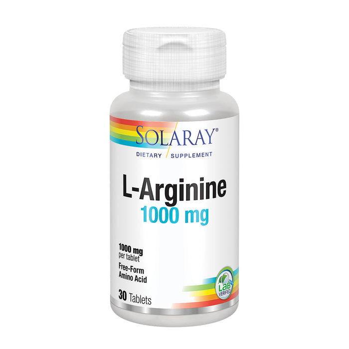 Solaray L-Arginine 1000 mg | Amino Acid | Healthy Circulation, Vascularity, Muscle Support | 30 Tabs