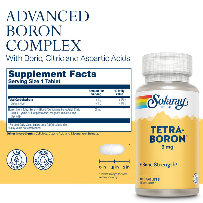 Solaray Tetra Boron 3mg Tablets | 100 Count