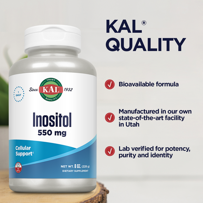 KAL Inositol Powder 550mg | Brain, Nervous System & Mood Support, Healthy Glucose Metabolism