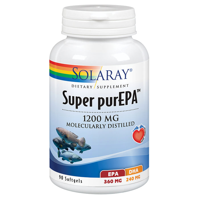 Solaray Super purEPA Fish Oil 1200 mg | Omega 3 & Vitamin E | Healthy Heart, Skin, Joint Support | 90 Softgels