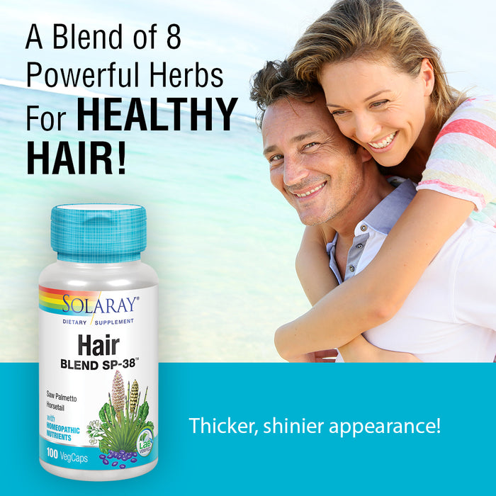 Solaray Hair Blend SP-38 | Herbal Blend w/ Cell Salt Nutrients to Help Support Healthy Hair | 50 Servings | 100 VegCaps