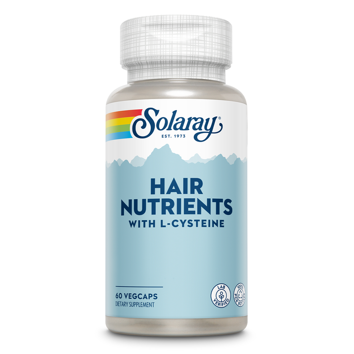 Solaray Hair Nutrients with L-Cysteine - Hair Vitamins with Biotin for Hair Growth Support - Hair Skin and Nails Vitamins for Women and Men - Lab Verified, 60-Day Guarantee - 30 Servings, 60 VegCaps