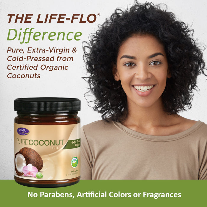 Life-Flo Pure Coconut Oil, Organic, Extra Virgin | All-Purpose Moisturizer For Dry Skin, Hair & Scalp | Cleanser,