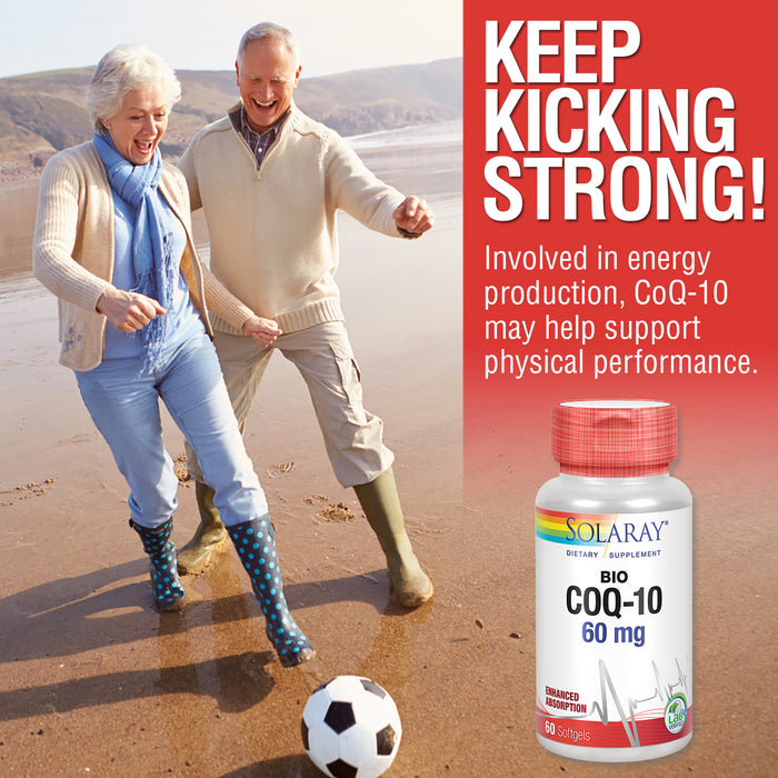 Solaray Bio CoQ-10 60 mg | Enhanced Absorption | Vitamins A & E | Healthy Heart & Cellular Energy Support | 60 Softgels