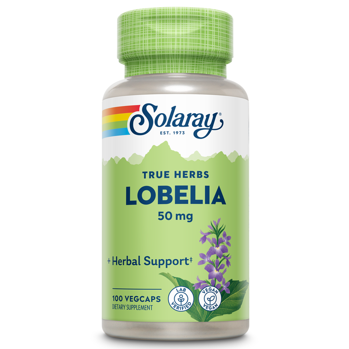 Solaray Lobelia Aerial 50mg | Healthy Respiratory and Bronchial Function Support | Ginger Root for Added Lung Support | Non-GMO & Vegan | 100 VegCaps