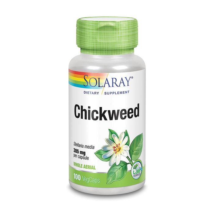 Solaray Chickweed 385 mg | Herbal Supplement | Healthy Digestion, Skin & Appetite Support | Non-GMO, Vegan & Lab Verified | 100 VegCaps