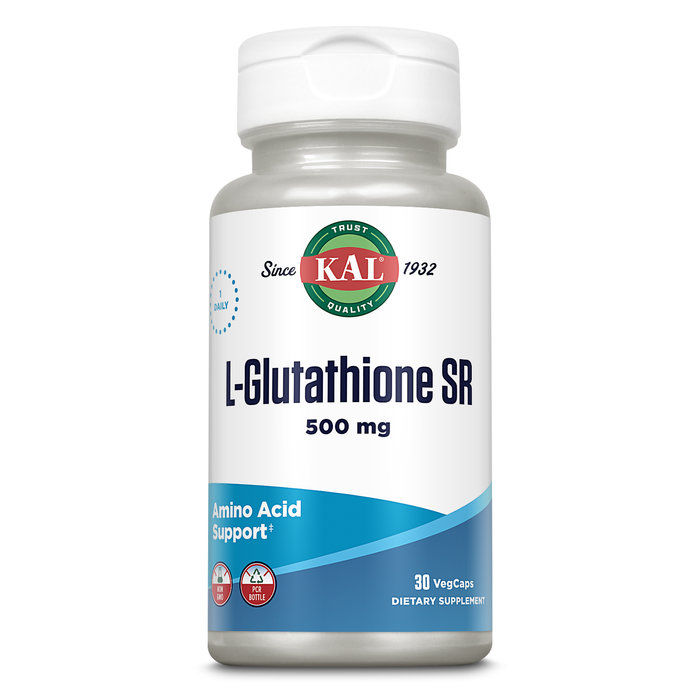 KAL L-Glutathione SR, Reduced Glutathione Supplement, High Absorption Antioxidant Supplement, , Lab Verified, 30 Servings, 30 VegCaps