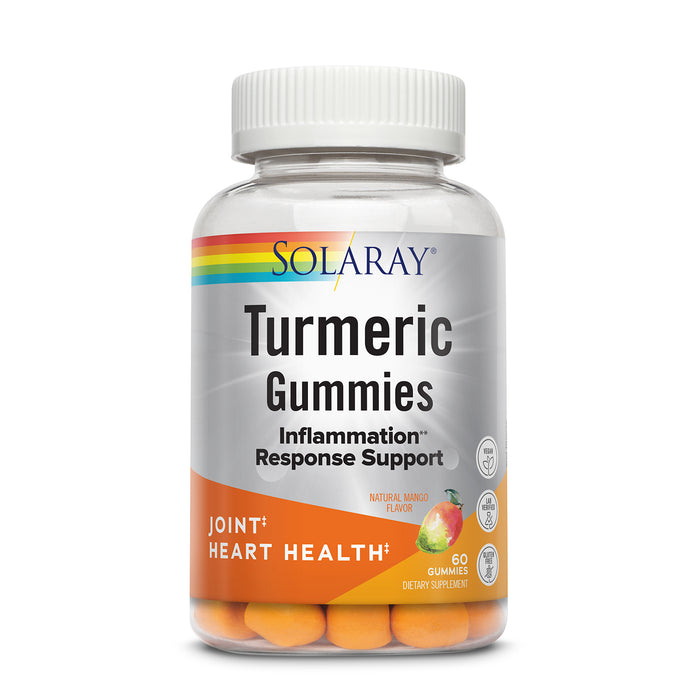 Solaray Turmeric Gummies w/ Ginger | Healthy Heart & Inflammation Response Support | Vegan, Gluten Free | 30 Serv, 60 Ct