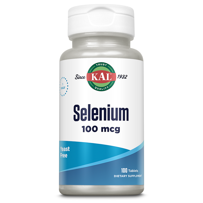 KAL Selenium 100 mcg, Yeast Free Selenium Supplement, Thyroid Support for Women and Men, CeIlular Health and Immune Support, 60-Day Guarantee, Rapid Disintegration ActivTabs, 100 Servings, 100 Tablets