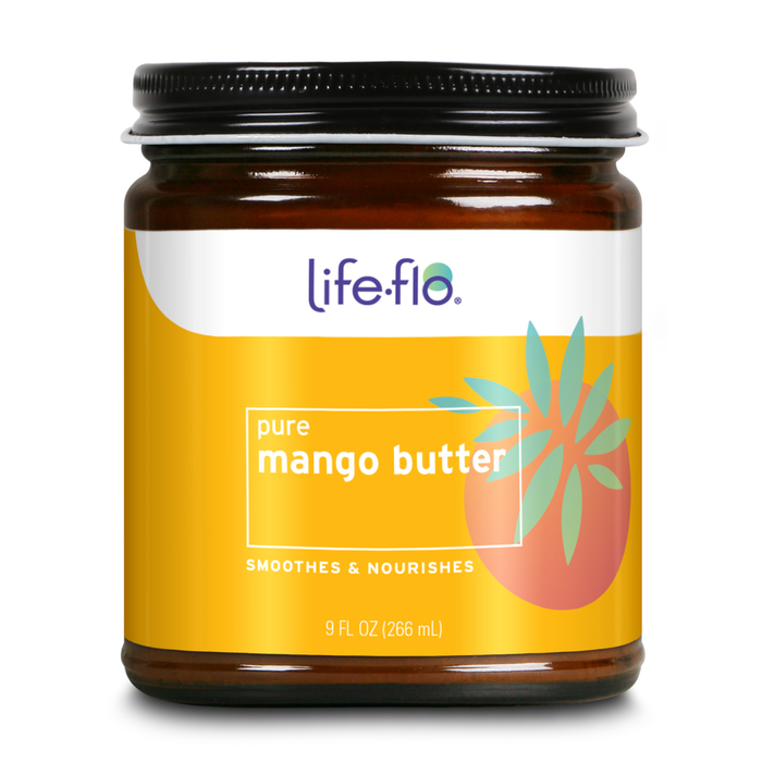 Life-flo Pure Mango Butter, Soothing Moisturizer for Dry Skin Care, Smooths and Nourishes, Doubles as Lip Balm, Nail / Cuticle Cream, Hand and Body Lotion, 60-Day Guarantee, Not Tested on Animals, 9oz (Mango Butter)