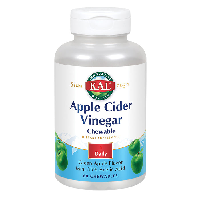 KAL Apple Cider Vinegar Chewable 500mg | Digestion & Cleansing Support | Green Apple Flav | 60ct