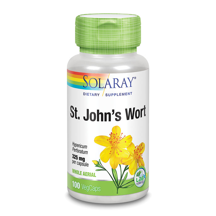 Solaray St Johns Wort 325 mg Whole Aerial - Health and Mood Support Supplement - 60-Day Money Back Guarantee - Non-GMO, Vegan, Lab Verified