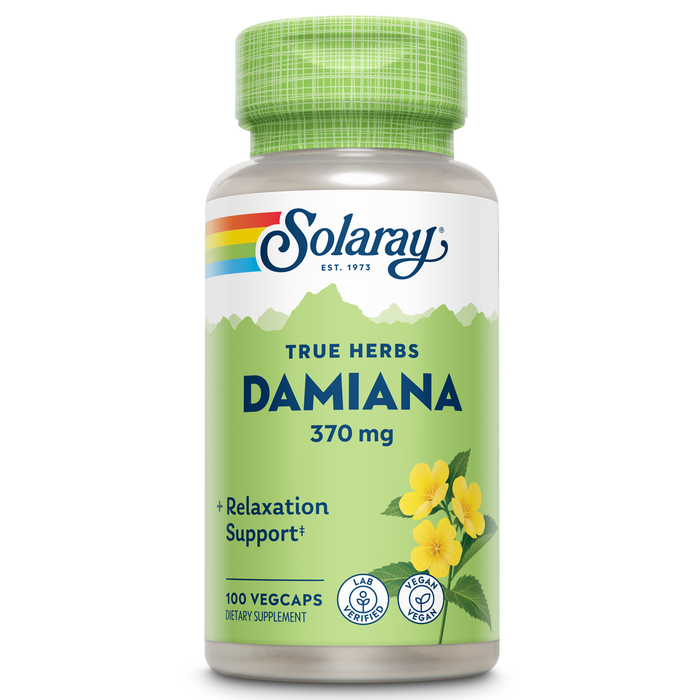 Solaray Damiana Leaf 370mg | Traditional Womens Support for Healthy Mood, Libido, Relaxation & Glucose Levels | Non-GMO & Vegan | 100 VegCaps