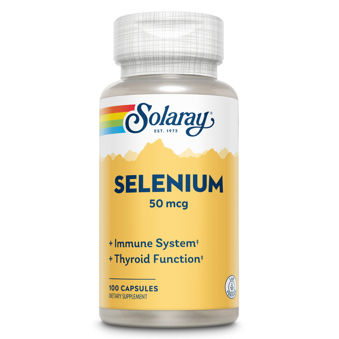 Solaray Selenium 50 mcg, Healthy Immune System, Thyroid Function & Antioxidant Support, 100 Capsules