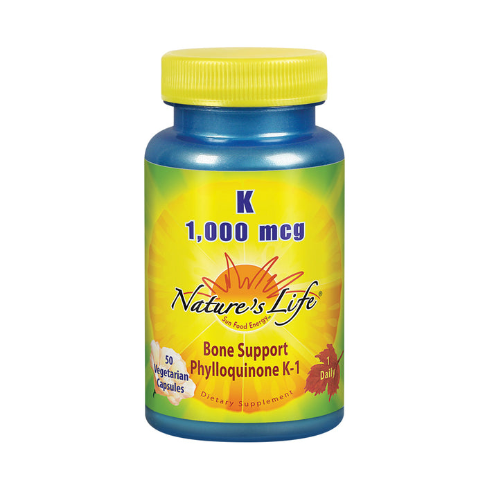 Nature's Life Vitamin K 1000mcg | Phylloquinone K-1 Supplement, Healthy Bones & Cardiovascular Support | 50CT