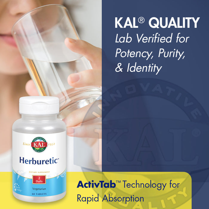 KAL Herburetic | Herbal Formula for Healthy Fluid Balance Support | Potassium, Parsley, Juniper Berry, Bromelain & More | Vegetarian | 60 Tablets